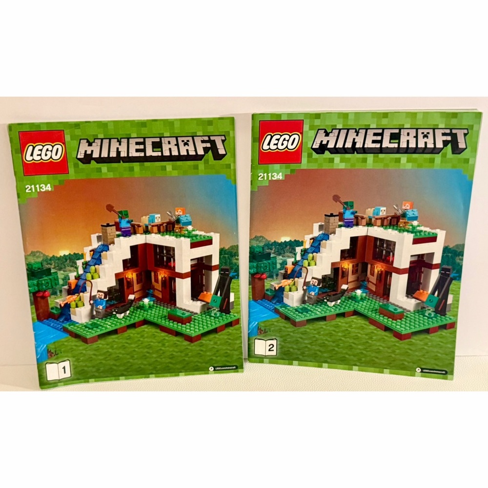 LEGO Minecraft 21134 Instruction Manuals Lot #1 & #2 Waterfall Base Authentic